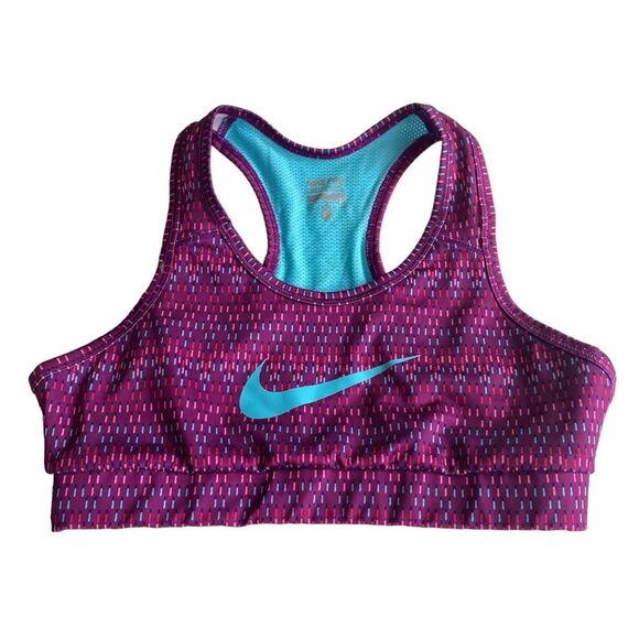Nike Pro Dri-Fit Girls Swoosh Athletic Sports Bra Purple Blue Sz L - Picture 1 of 8